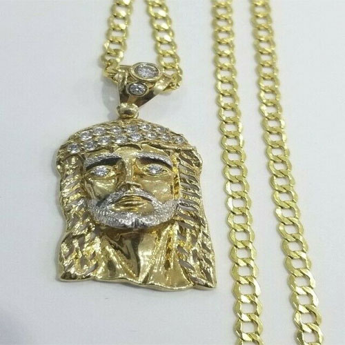 Gold cuban link chain sale jesus piece