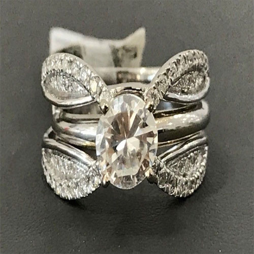 10K White Gold Split Shank Solitaire Enhancer 0.33ct Diamonds Ring Guard Wrap by RG&D