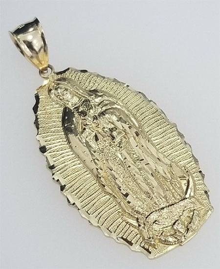 Real K Yellow Gold Virgin Mary Lady Guadalupe Big Vintage D Pendant Charm By Rg D