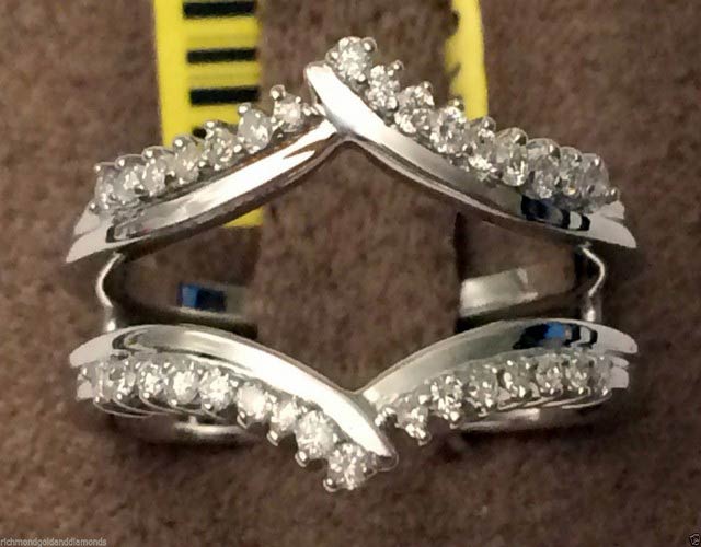 14kt White Gold Round Diamonds Ring Guard Wrap Insert Solitaire ...