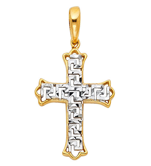 14k Yellow White Real Gold Cross Jesus Christ Crucifix SMALL Charm ...