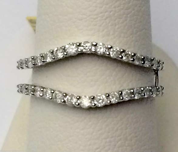 14k White Gold Round Diamonds Ring Guard Wrap Solitaire Enhancer Prong ...