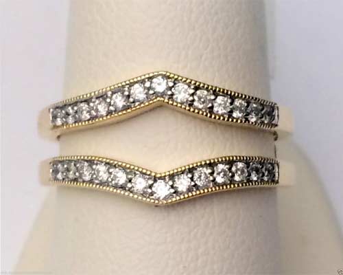 14kt Yellow Gold Diamond Ring Wrap Guard Solitaire Enhancer Wedding ...