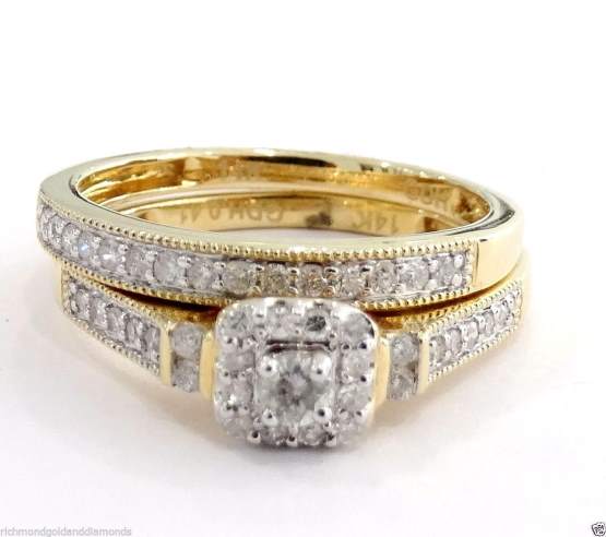 14k Yellow Gold Halo Square Vintage Style Diamond Engagement Ring ...