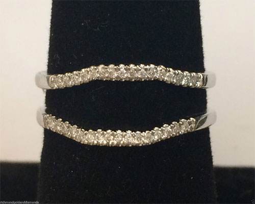 10kt White Gold Pave Diamond Solitaire Wrap Ring Enhancer Curve Contour ...
