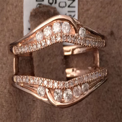 Solitaire Enhancer Round Diamonds Ring Guard Wrap 10k Rose Gold Wedding ...