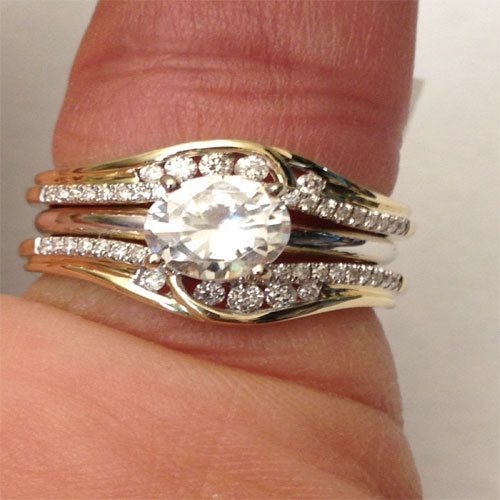 Size 6 10k Yellow Gold Solitaire Enhancer Round Diamonds Ring Guard ...