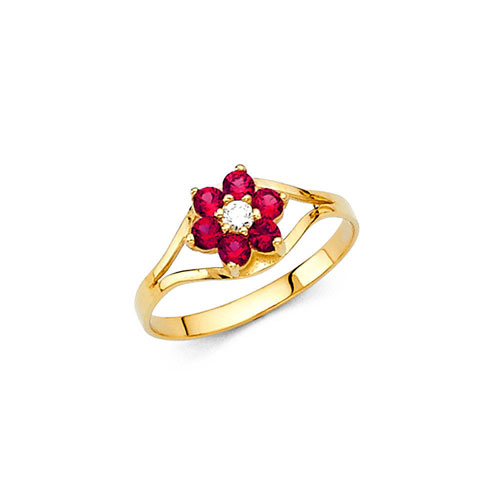 Kid 14k Yellow Real Gold Birthstone July Ruby Children Girl Boy Ring ...