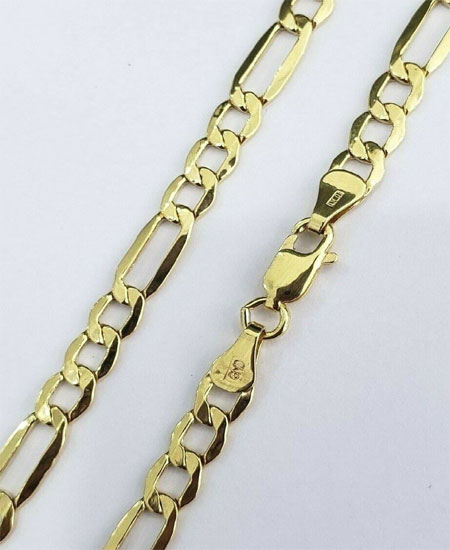 100% Real 10k Yellow Gold Figaro Link Chain Necklace 5MM 22 Inch Chain ...
