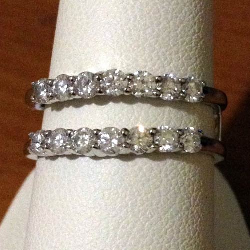 14kt White Gold Round Diamonds Ring Guard Wrap solitaire enhancer (0 ...